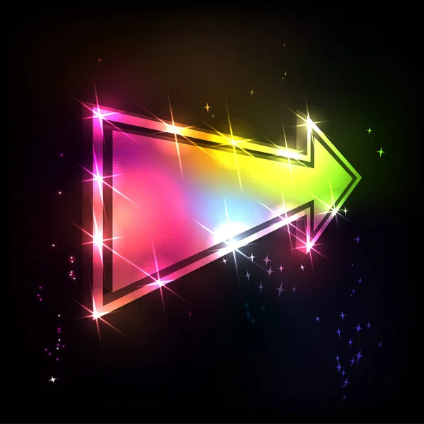 Flèche Néon Lumineuse Avec Étincelles — Image vectorielle