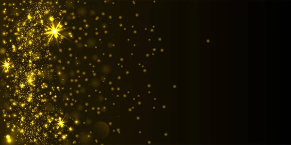 Золота Різдвяна Листівка Блискучими Блискітками Чорному Тлі — стоковий вектор