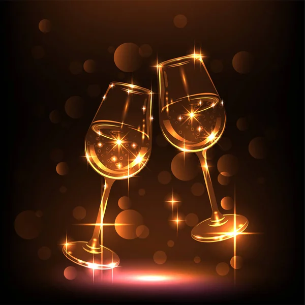 Pair Wineglasses Sparks Air — Stock Vector