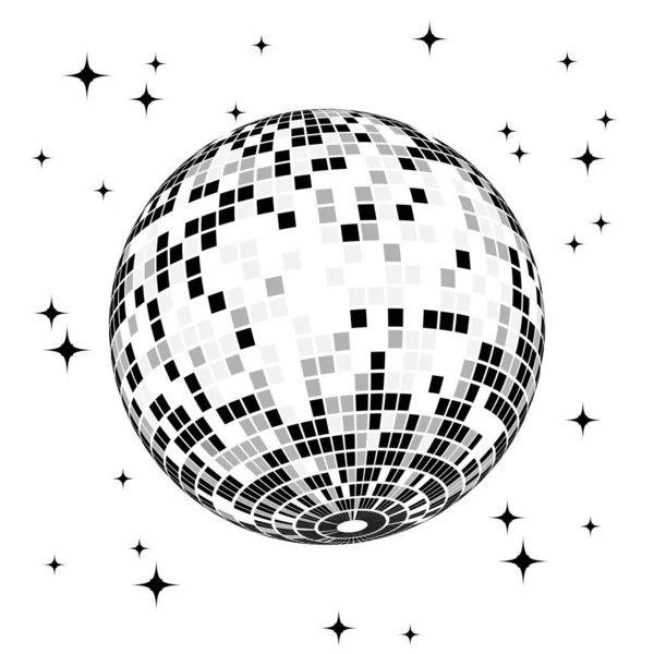 Boule Disco Noire Sur Fond Blanc — Image vectorielle