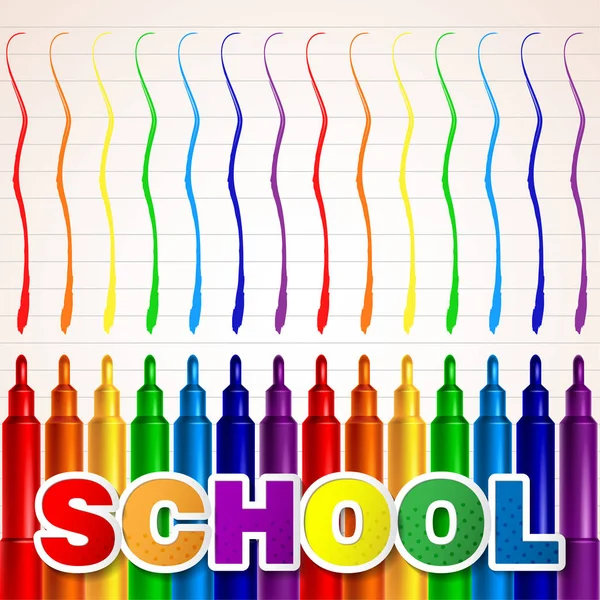 Colored Felt Tip Pens Welcome Back School — Stock Vector