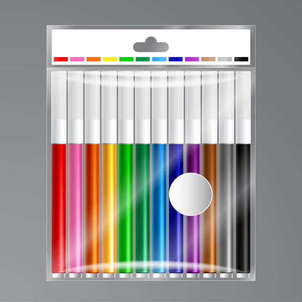 Set of felt-tip pens in a package