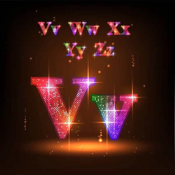 Alphabet Néon Lettres Étincelantes Lumineuses — Image vectorielle