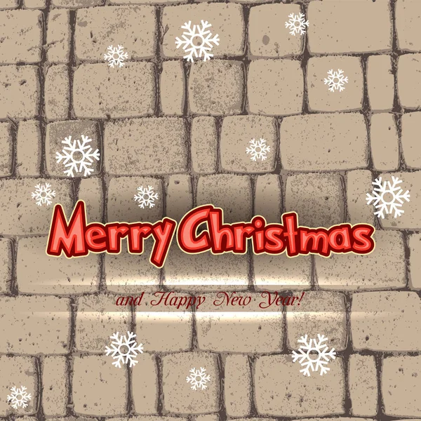 Worte Frohe Weihnachten Auf Steinpflaster Textur Hintergrund — Stockvektor