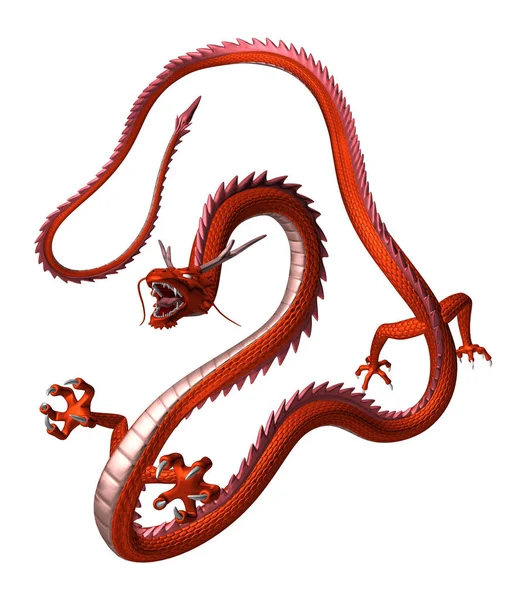 Красный Дракон Кричит Широко Раскрытым Ртом Иллюстрация — стоковое фото