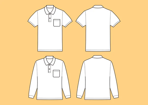 Polo Shirt Short Sleeve Long Sleeve Template Vector Illustration — Διανυσματικό Αρχείο