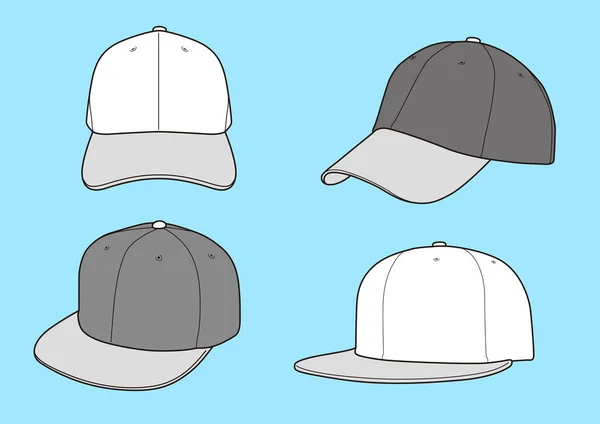 野球帽テンプレートベクトルイラストセット — ストックベクタ