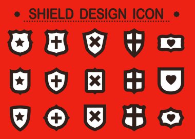 Shield shaped icon set, vector illustration / Graphic Element for security and protection