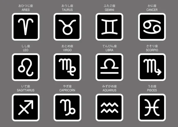 Horóscopo Signo Zodíaco Ícone Setvector Ilustração Astrologia Coleção Símbolo — Vetor de Stock