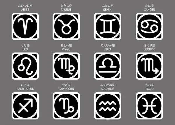 Horoscope Zodiac Sign Icon Setvector Illustration Astrology Symbol Collection — Vettoriale Stock