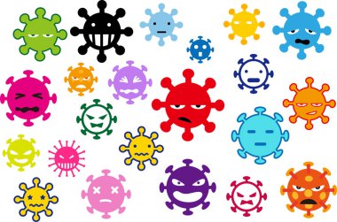Virus character with face , vector illustration