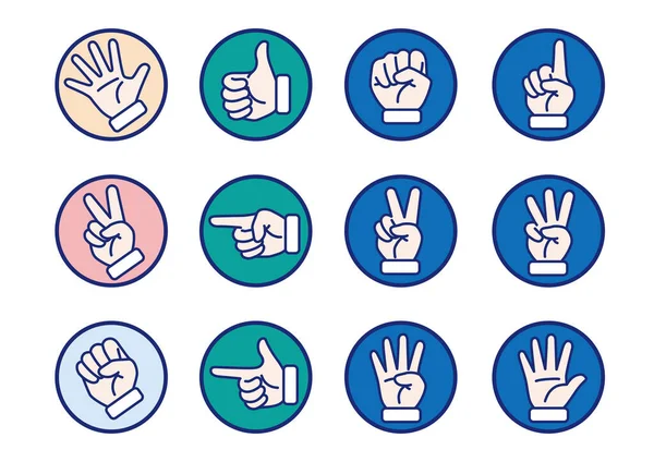 Rock Paper Scissorsetc Hand Sign Set Vector Illustration — ストックベクタ