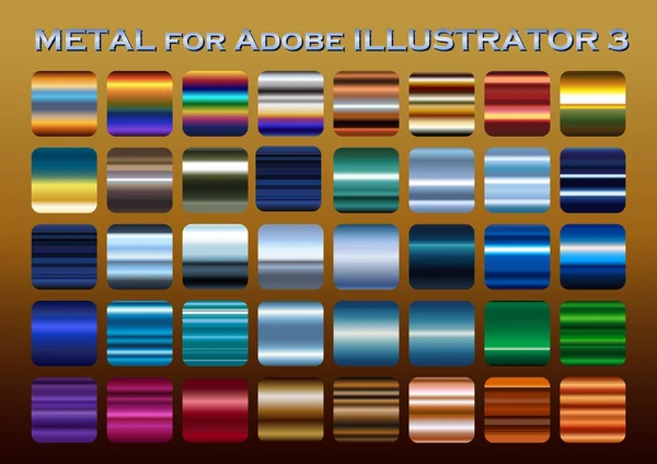 Colorido Conjunto Gradación Color Metal Ilustración Gradiente — Vector de stock