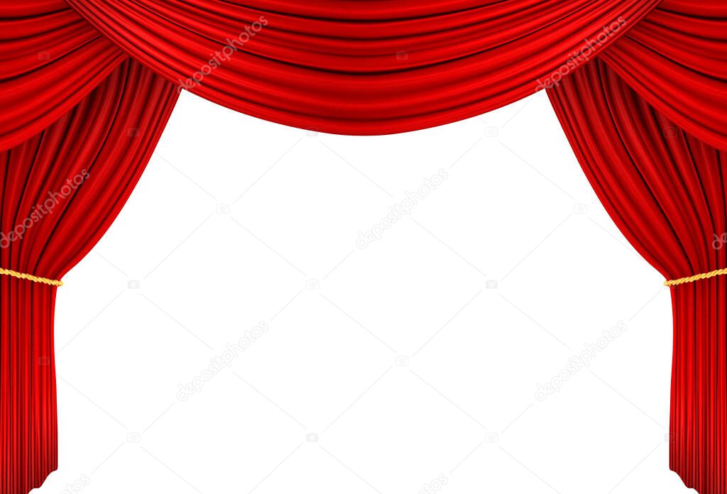 Red curtain of stage, 3d Illustration