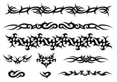 Tattoo tribal design art set, Vector Illustration