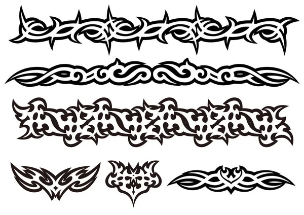 Tattoo Tribal Design Art Set Vector Illustration — Stockvektor