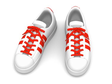 Kırmızı çizgili spor ayakkabı, 3D Görüntü.