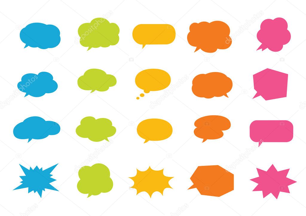 speech bubbles color icons set, Vector 