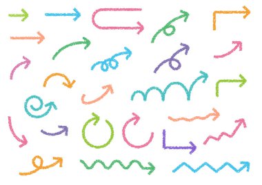 Renkli ok el yazısı biçimi, vektör illüstrasyonu EPS10