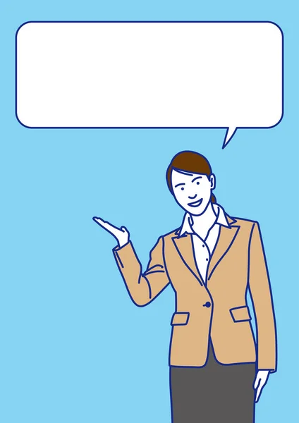 Business Woman Guidance Speech Balloon Vector Illustration — 스톡 벡터