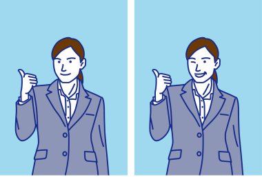 İş Kadını Başparmak Kalktı, Vektör illüstrasyonu