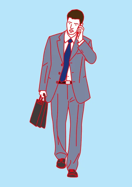 Homem Negócios Chamando Por Telefone Celular Ilustração Vetorial —  Vetores de Stock