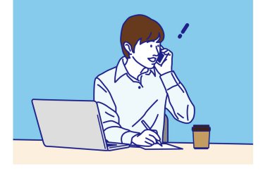 Dizüstü bilgisayarla çalışan adam ilham aldı, Vektör illüstrasyonu