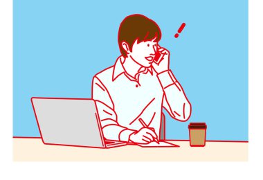 Dizüstü bilgisayarla çalışan adam ilham aldı, Vektör illüstrasyonu