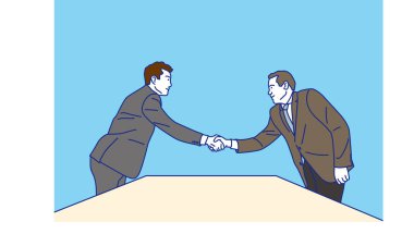  İş adamı tokalaşma sahnesi, Vektör illüstrasyonu