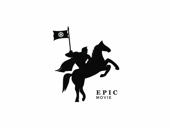 Sinema sineması ile At Savaşçısı logosu tasarımı