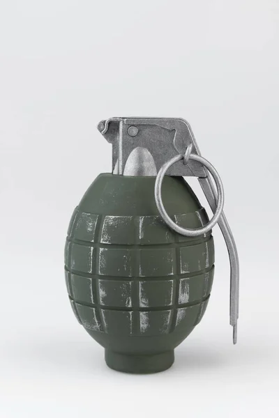 白い背景に 緑金属手榴弾 — ストック写真