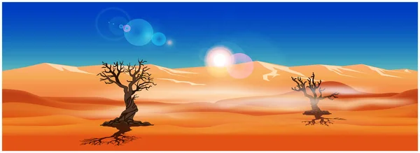 Stylized Vector Illustration Desert Landscape Dead Trees Seamless Horizontally Needed — Stock Vector