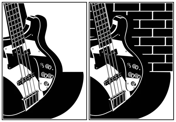 Zwei Stilisierte Vektorillustrationen Einer Gitarre — Stockvektor