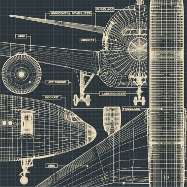Vektör çizim çizimler sivil Jet retro tarzı bir parça