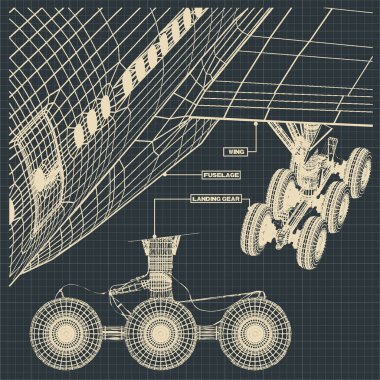 Vektör çizim çizimler sivil Jet retro tarzı bir parça