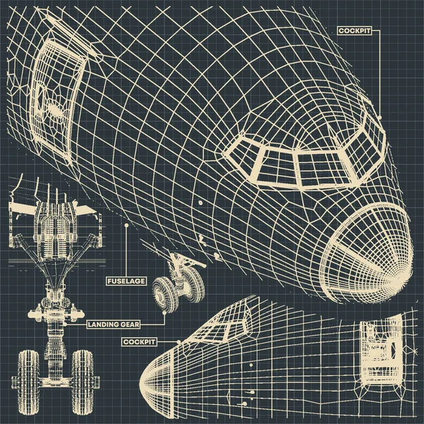 Ilustracja Wektorowa Jest Fragment Rysunki Cywilnych Jet Stylu Retro — Wektor stockowy