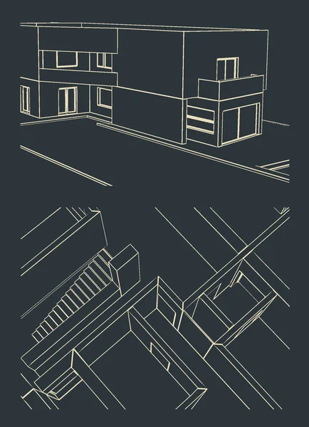 现代房屋素描的风格化向量例证 — 图库矢量图片