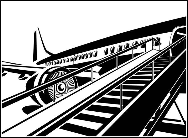 Ilustração Vetorial Estilizada Sobre Tema Aviação Civil Avião Jato Moderno —  Vetores de Stock