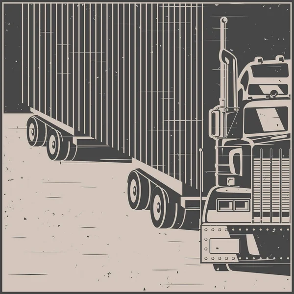 Illustration Stylisée Sur Thème Transport Logistique Grand Camion Avec Remorque — Image vectorielle