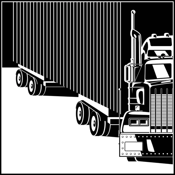 Ilustração Estilizada Sobre Tema Transporte Logística Caminhão Grande Com Reboque —  Vetores de Stock