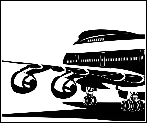 程式化的矢量图的主题的民用航空 现代喷气式飞机准备起飞 — 图库矢量图片