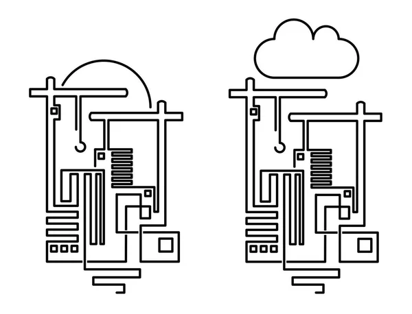 Ilustración Vectorial Estilizada Sobre Tema Ingeniería Industria Construcción — Vector de stock