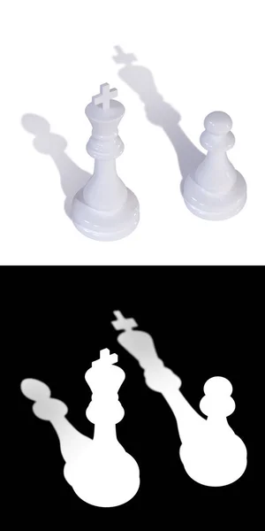 Ілюстрація Двох Шахових Фігур Короля Пішака Перевернутими Тінями Маска Також — стокове фото