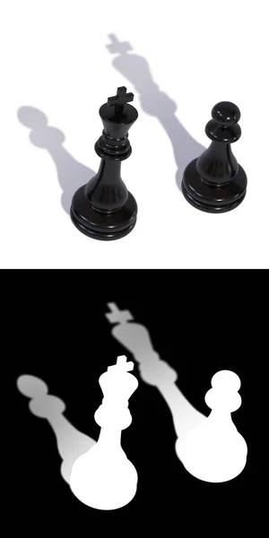 Illustration Von Zwei Schachfiguren Eines Königs Und Eines Bauern Mit — Stockfoto