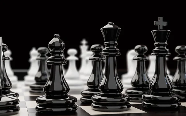 Illustration Zum Thema Schach Und Intellektuelle Spiele Schachfiguren Beim Schachspiel — Stockfoto