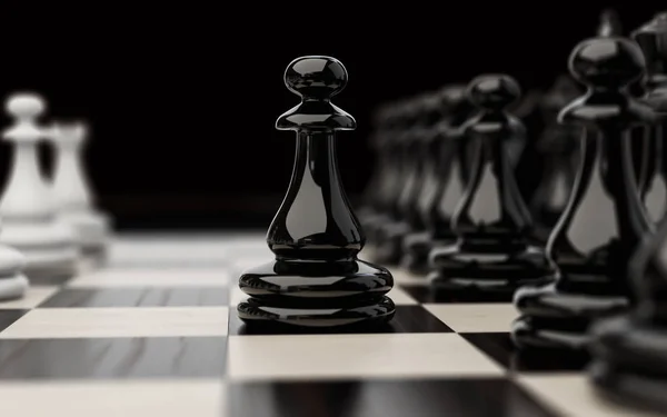 Illustration Zum Thema Schachspiel Der Erste Zug Mit Einem Schwarzen — Stockfoto