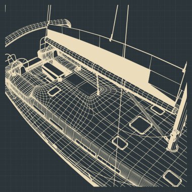 Yacht hull drawings clipart