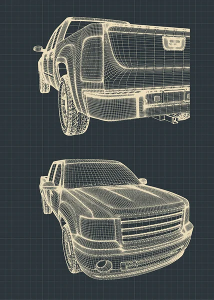 Baupläne eines Pickups — Stockvektor