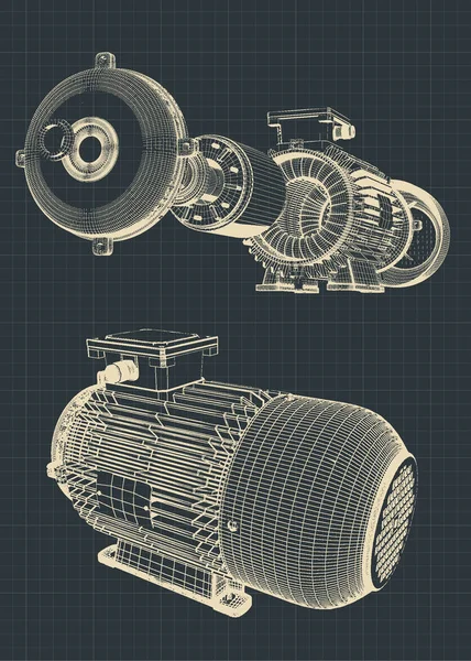 Eectrický motorový tisk ilustrace — Stockový vektor