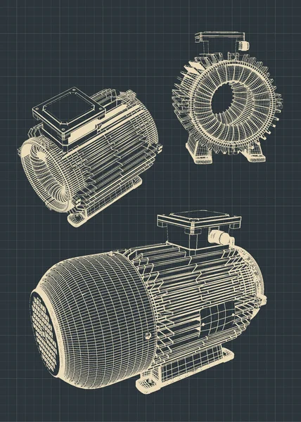 Ilustración de dibujos de motor eléctrico — Vector de stock